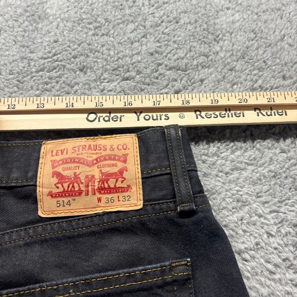 Levis 514 Jeans Mens 36x32 Raw Cotton Denim Relaxed Straight Fit Denim Workwear - Picture 7 of 10